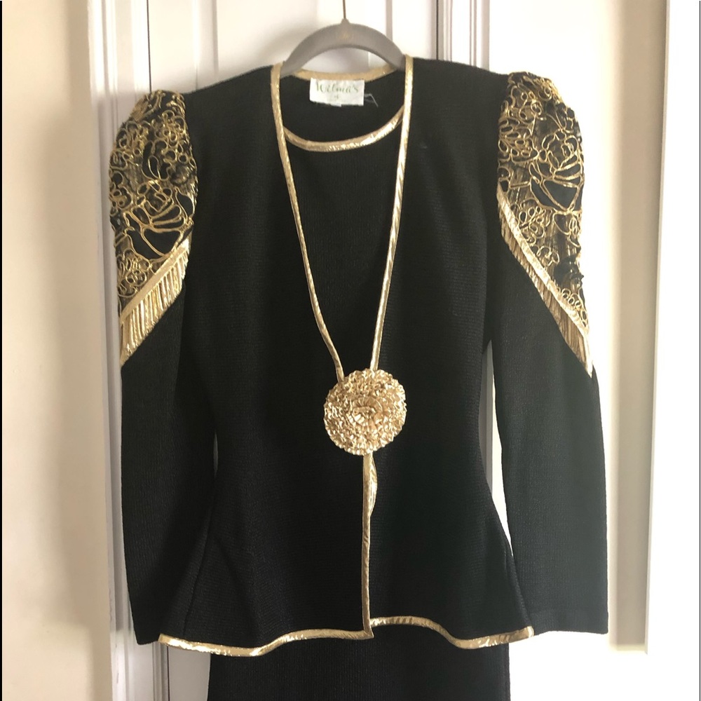 Elegant Black and Gold Women's Dress